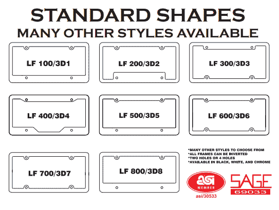 standard shapes frames