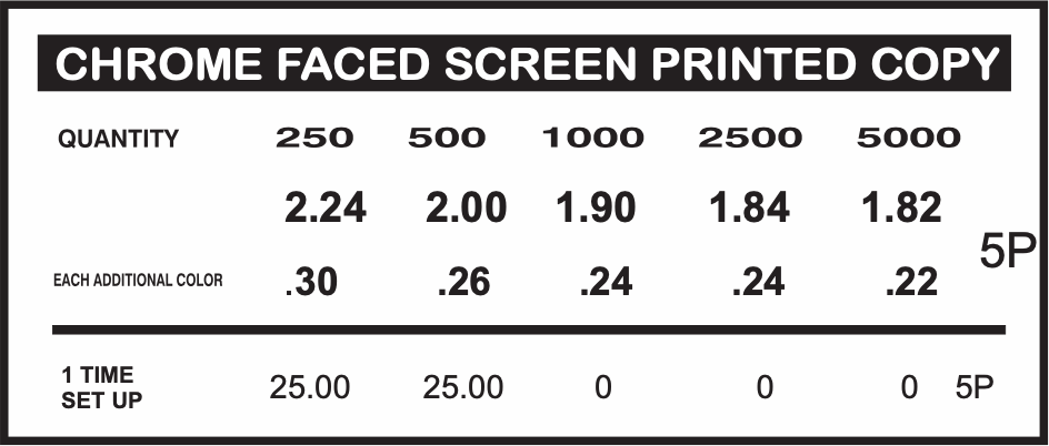 chrome face screen print auto price