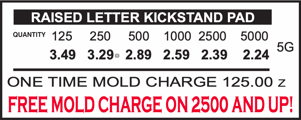 raised letter kickstand pricing